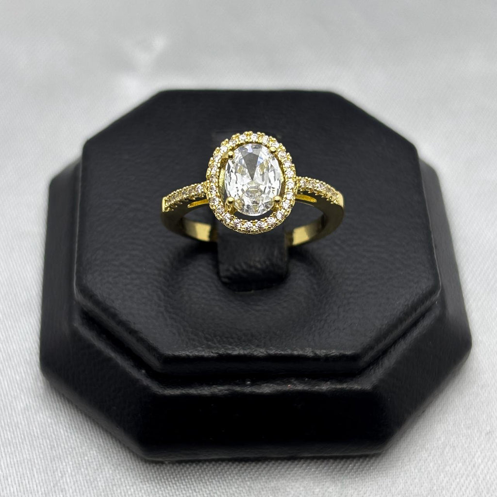 #AOL148 - Anillo Ajustable Con Zirconia Oro Laminado 18K