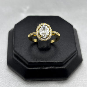 #AOL148 - Anillo Ajustable Con Zirconia Oro Laminado 18K