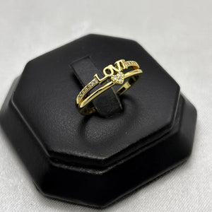 #AOL152 - Anillo Ajustable Love Corazón Piedra Zirconia Oro Laminado 18K
