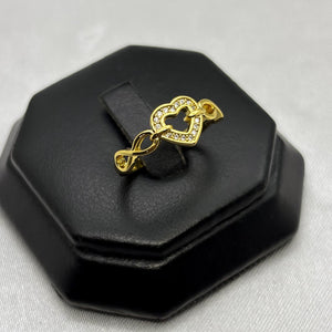 #AOL153 - Anillo Ajustable Corazón Con Infinito Piedra Zirconia Oro Laminado 18K