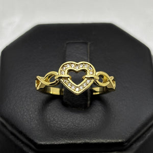 #AOL153 - Anillo Ajustable Corazón Con Infinito Piedra Zirconia Oro Laminado 18K