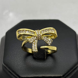#AOL155 - Anillo Ajustable Moño Piedra Zirconia Oro Laminado 18K