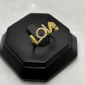#AOL158 - Anillo Ajustable Love Piedra Zirconia Oro Laminado 18K