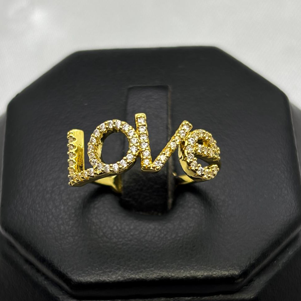 #AOL158 - Anillo Ajustable Love Piedra Zirconia Oro Laminado 18K