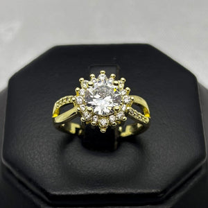 #AOL162 - Anillo Ajustable Flor Piedra Zirconnia Oro Laminado 18K