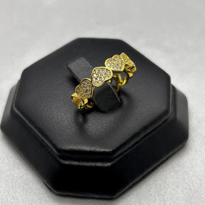 #AOL166 - Anillo Ajustable Churumbela Corazones Piedra Zirconia Oro Laminado 18K