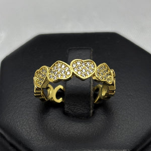 #AOL166 - Anillo Ajustable Churumbela Corazones Piedra Zirconia Oro Laminado 18K
