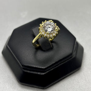 #AOL167 - Anillo Flor Ajustable Piedra Zirconia Oro Laminado 18K