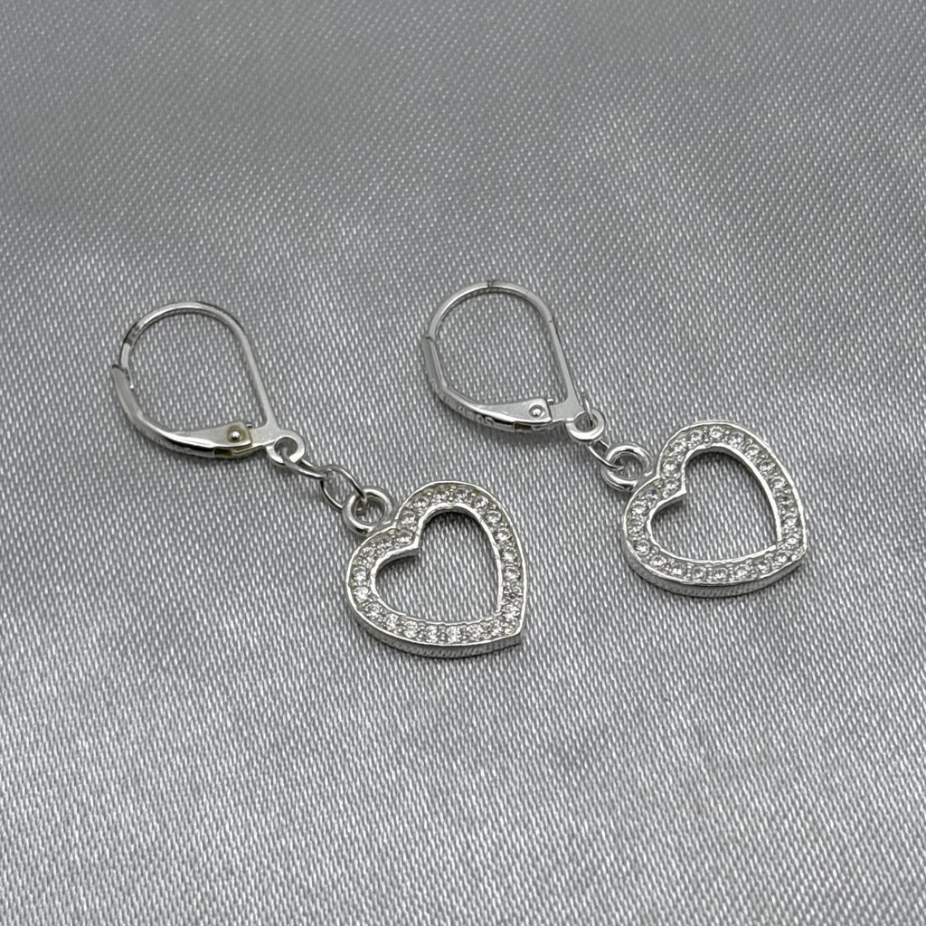 #AR158 - Arete Colgante Corazón Con Piedra Zirconia Plata - IP2.3
