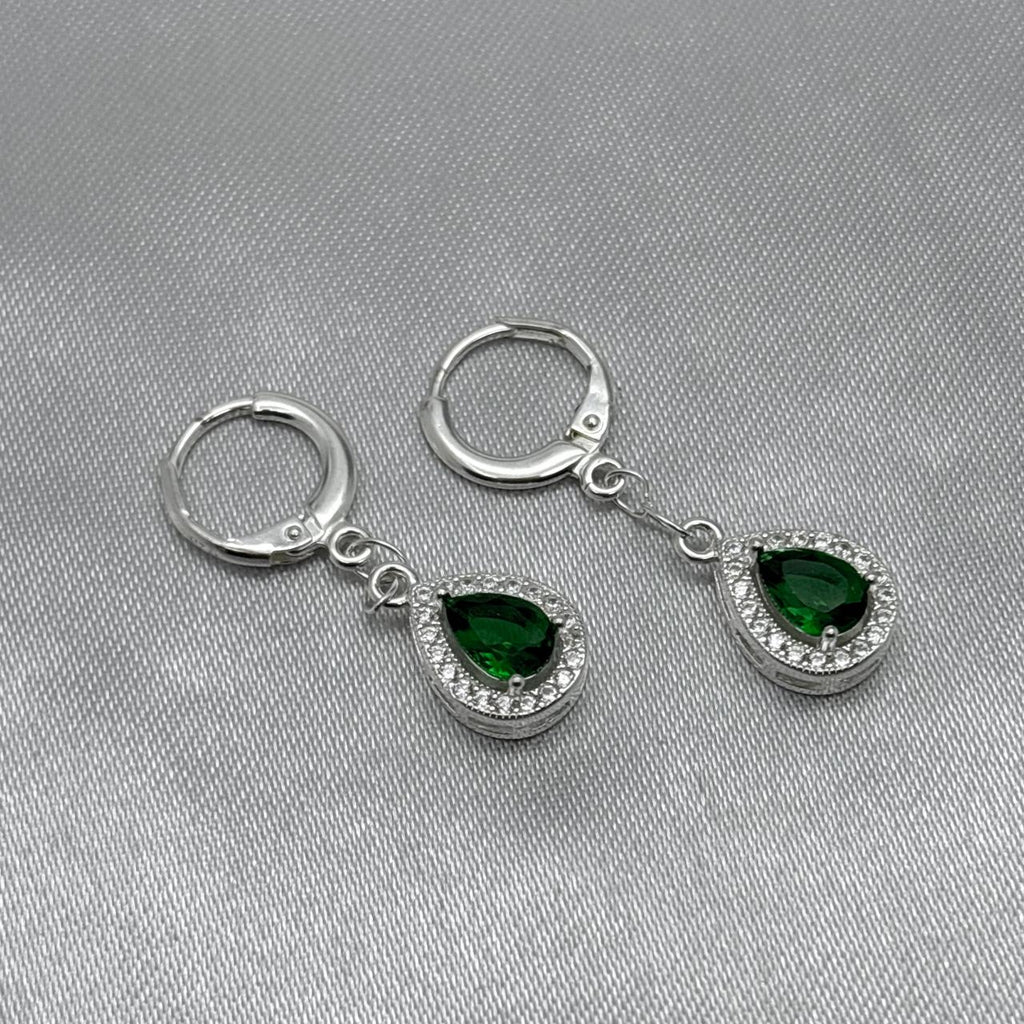 #AR218 - Arete Gota Con Piedra Zirconia Plata - IP3.5