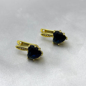 #ARL132 - Arete Corazón Con Zirconia Oro Laminado 18K
