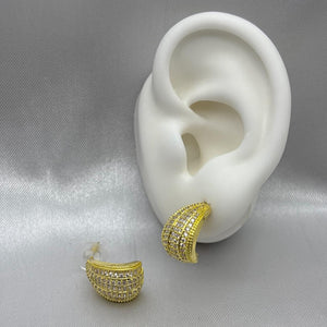 #ARL133 - Arete Gota Con Piedra Zirconia Oro Laminado 18K