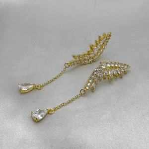 #ARL135 - Arete Alas Con Colgante De Gota Piedra Zirconia Oro Laminado 18K