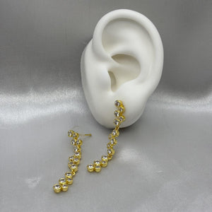 #ARL137 - Arete Colgante Circulares Con Piedra Zirconia Oro Laminado 18K