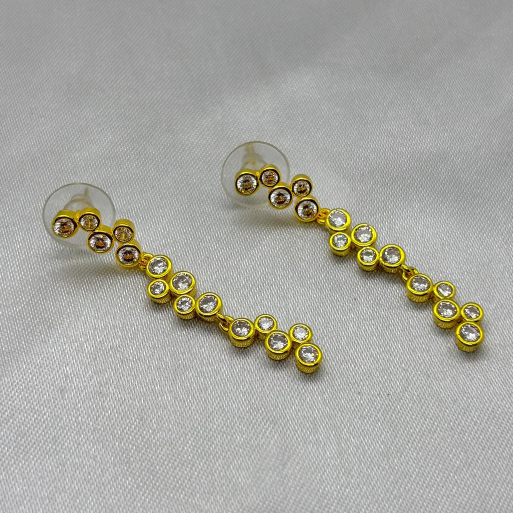 #ARL137 - Arete Colgante Circulares Con Piedra Zirconia Oro Laminado 18K