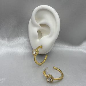 #ARRL142 - Arracada Corazón Piedra Zirconia Oro Laminado 18K