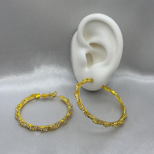 #ARRL143 - Arracada Circular Con Piedra Zirconia Oro Laminado 18K