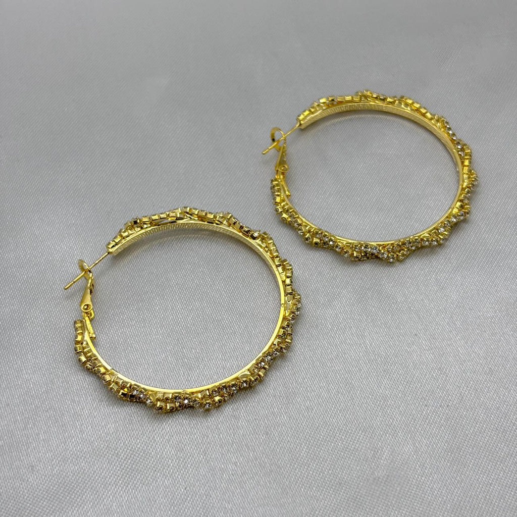 #ARRL143 - Arracada Circular Con Piedra Zirconia Oro Laminado 18K
