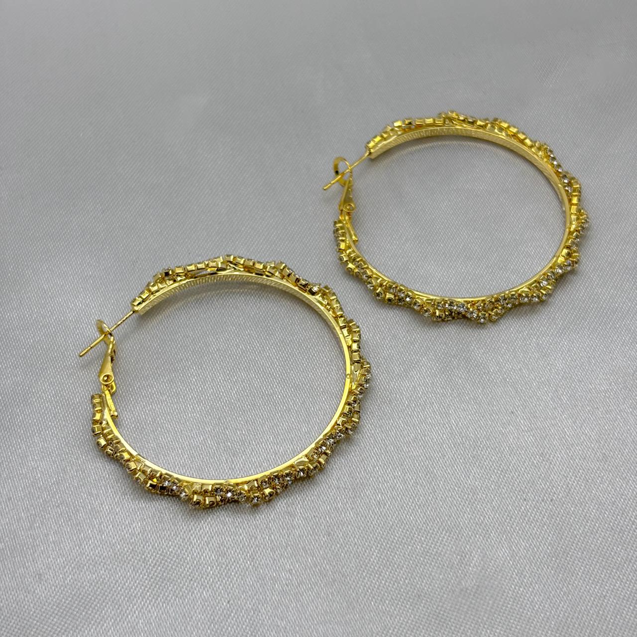 #ARRL143 - Arracada Circular Con Piedra Zirconia Oro Laminado 18K