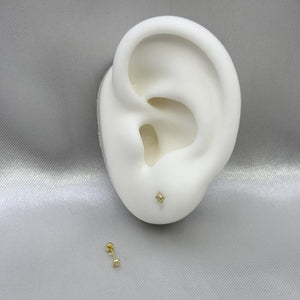 #B10104 - Broquel De Bisel Redondo Piedra Zirconia Oro 10K