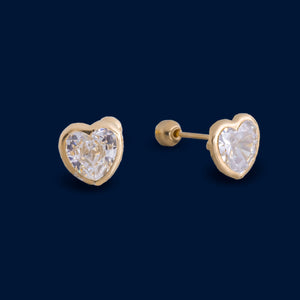 #B10106 - Broquel Bisel De Corazón De Oro 10k