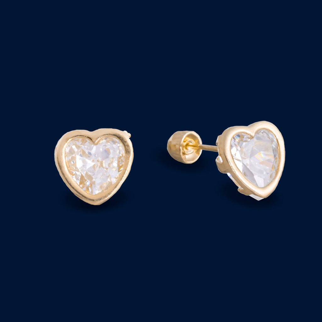 #B10106 - Broquel Bisel De Corazón De Oro 10k