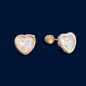 #B10106 - Broquel Bisel De Corazón De Oro 10k