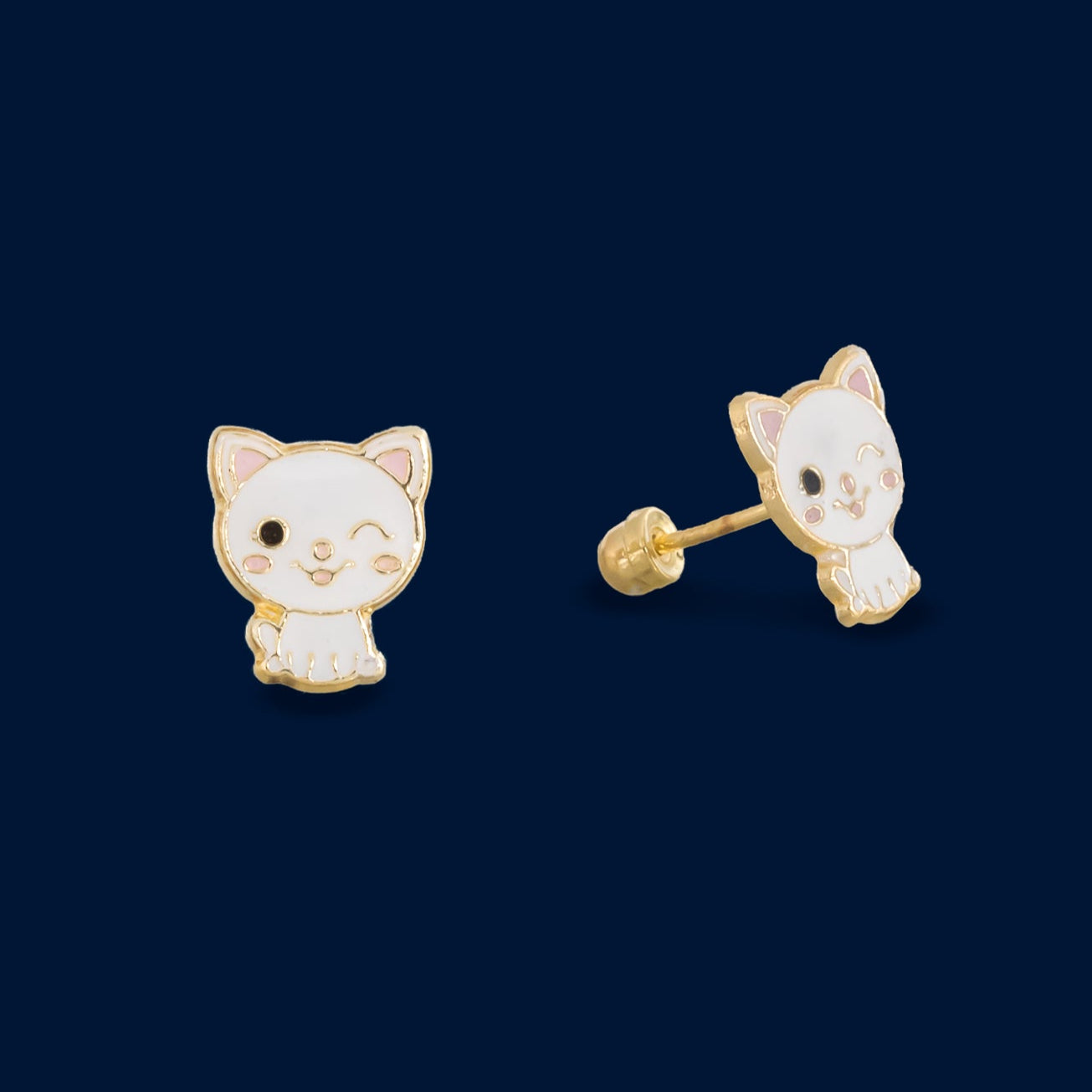 #B10111 - Broquel Gato/Gatito Esmaltado Oro 10K