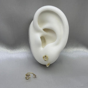 #B10133 - Broquel De Corazón Piedra Zirconia Curvo/Teléfono Oro10K
