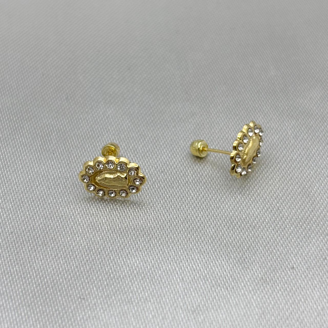 #B10154 - Broquel Virgen De Guadalupe Piedra Zirconia Oro 10K