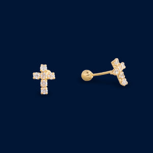 #B10212 - Broquel  Cruz Con Zirconia Oro 10k