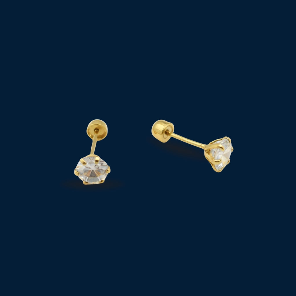 #B10248 - Broquel Piedra Zirconia Circular Oro 10K