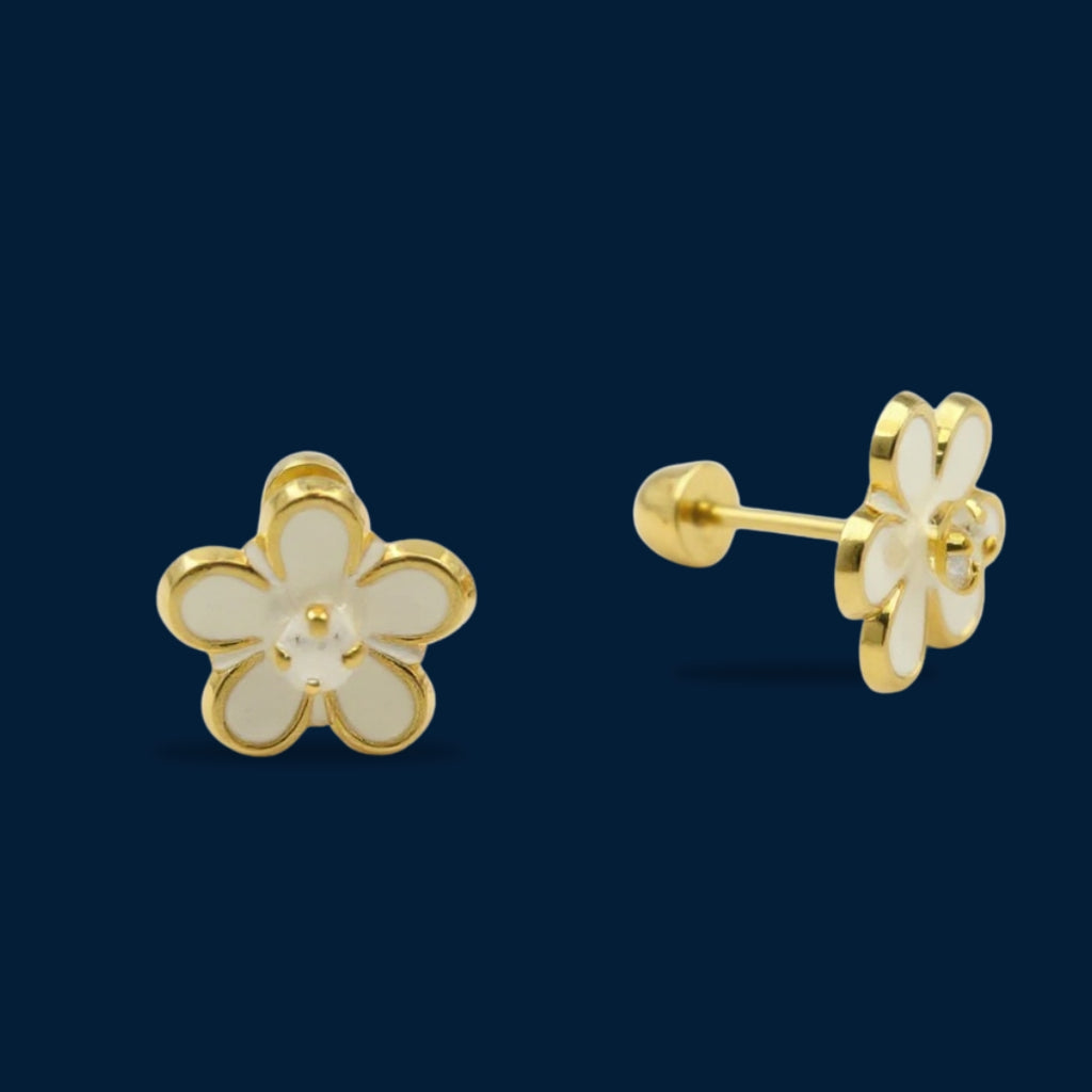 #B10250 - Broquel Flor Esmaltado Oro 10K