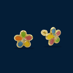 #B10250 - Broquel Flor Esmaltado Oro 10K