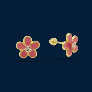 #B10250 - Broquel Flor Esmaltado Oro 10K