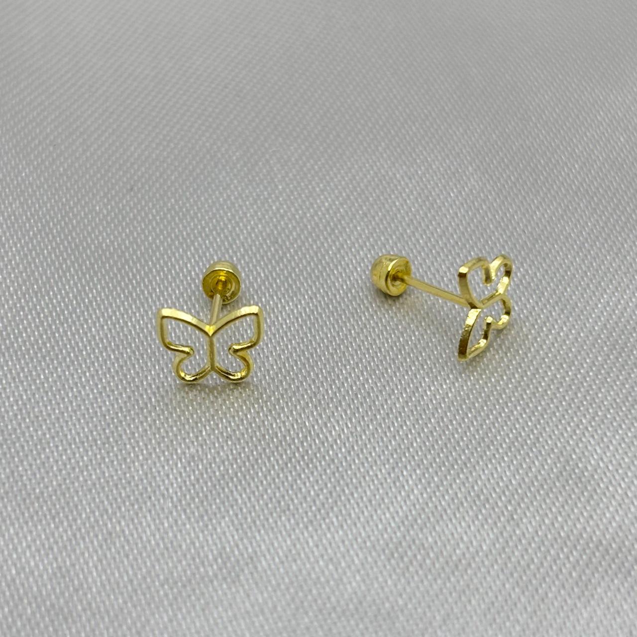 #B10252 - Broquel Silueta Mariposa Oro 10K