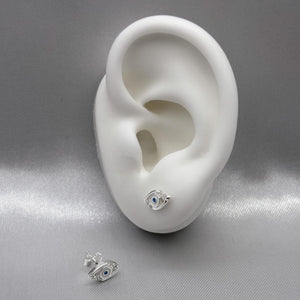 #BR129 - Broquel Ojo Turco Con Piedra Zirconia Plata - IP1.4