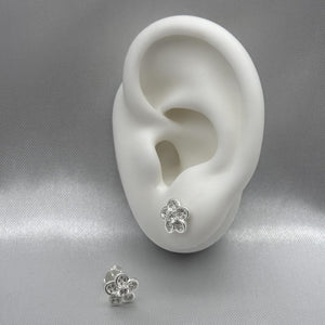 #BR130 - Broquel Flor Piedra Zirconia Plata - LL2.1