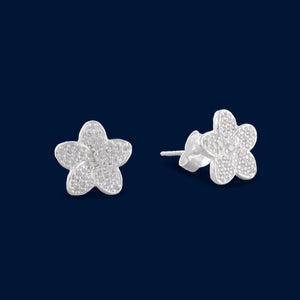 #BR153 - Broquel Flor Piedra Zirconia Plata - LL1.9