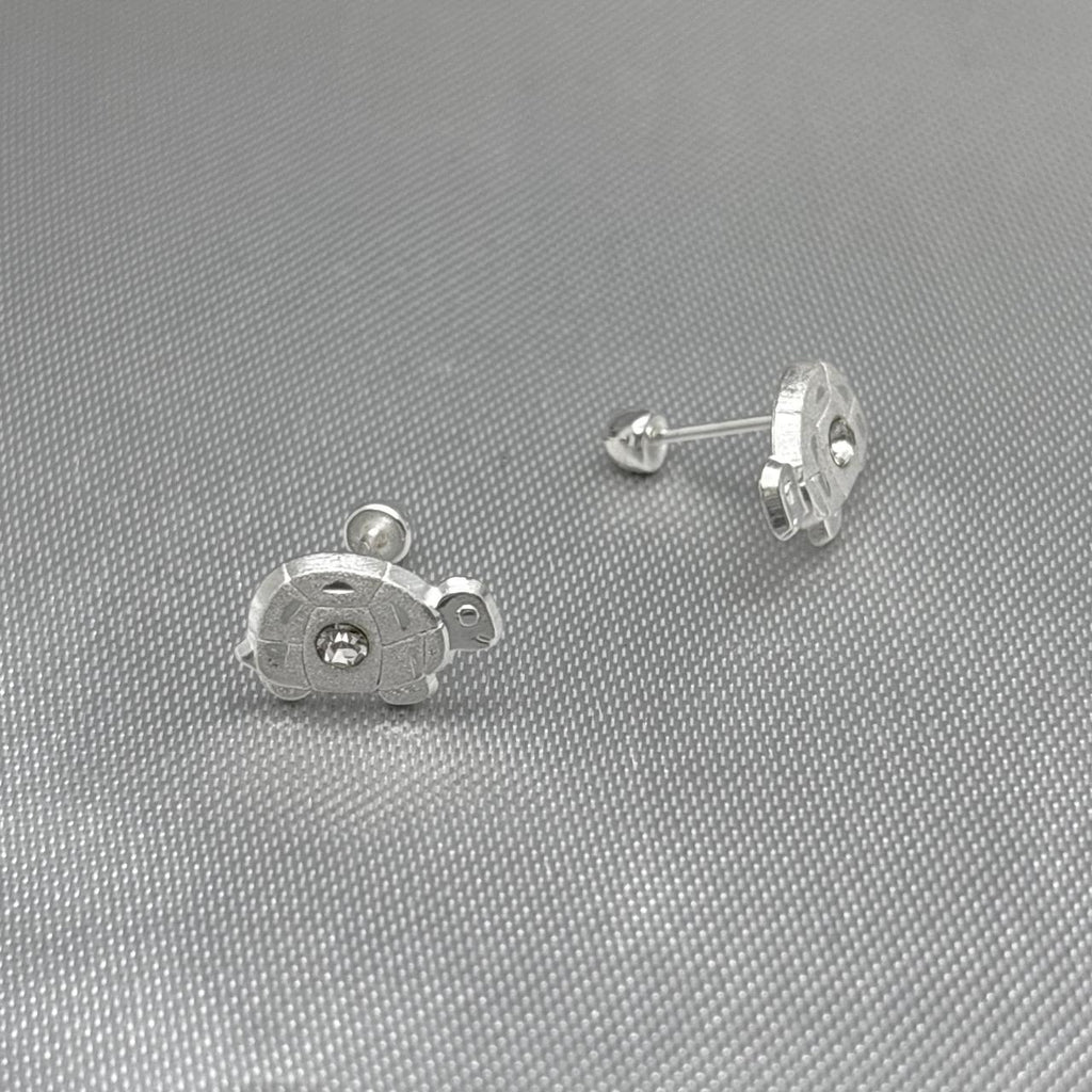 #BR197 - Broquel Tortuga Piedra Zirconia Plata - E19
