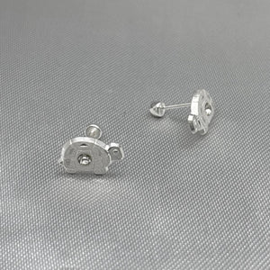 #BR197 - Broquel Tortuga Piedra Zirconia Plata - E19