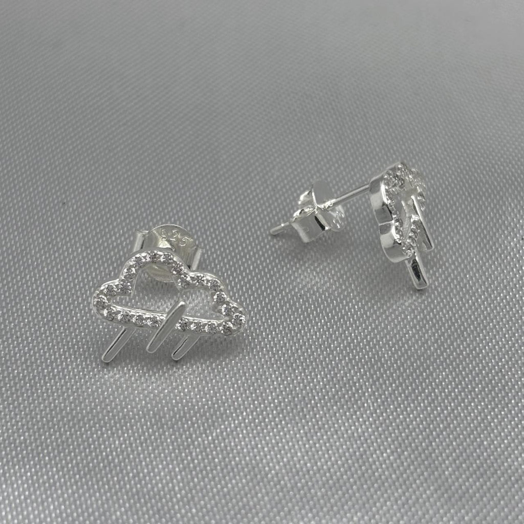 #BR217 - Broquel Nube Lluvia Piedra Zirconia Plata - LL1.8