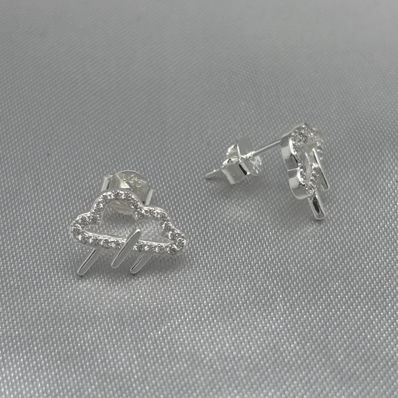 #BR217 - Broquel Nube Lluvia Piedra Zirconia Plata - LL1.8