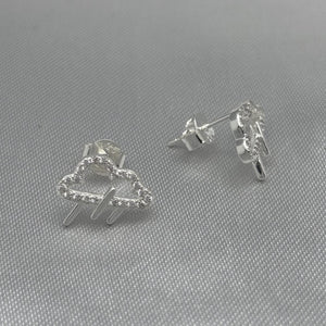 #BR217 - Broquel Nube Lluvia Piedra Zirconia Plata - LL1.8