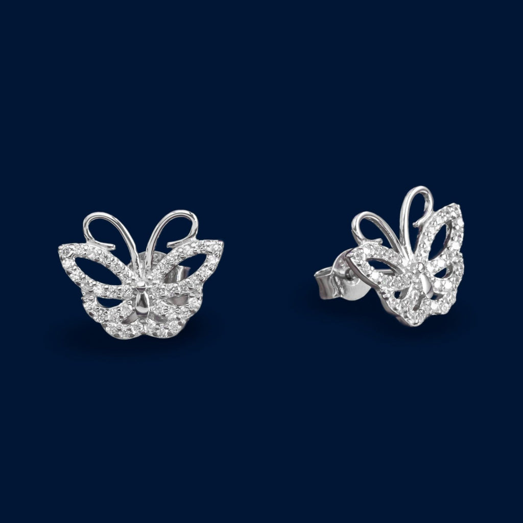 #BR220 - Broquel Mariposa Con Piedra Zirconia Plata - IP1.8