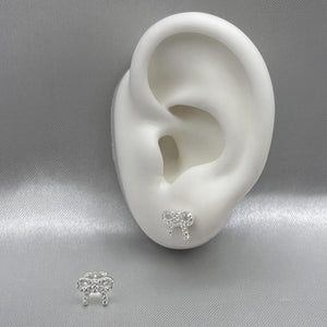 #BR237 - Broquel Moño/Moñito Piedra Zirconia Plata - LL1.7