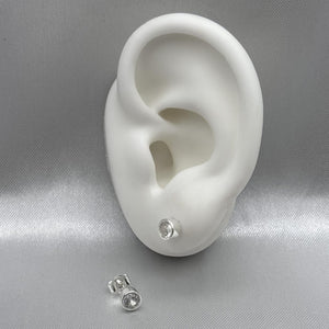#BR246 - Broquel Circular Piedra Zirconia Plata - LL1.6