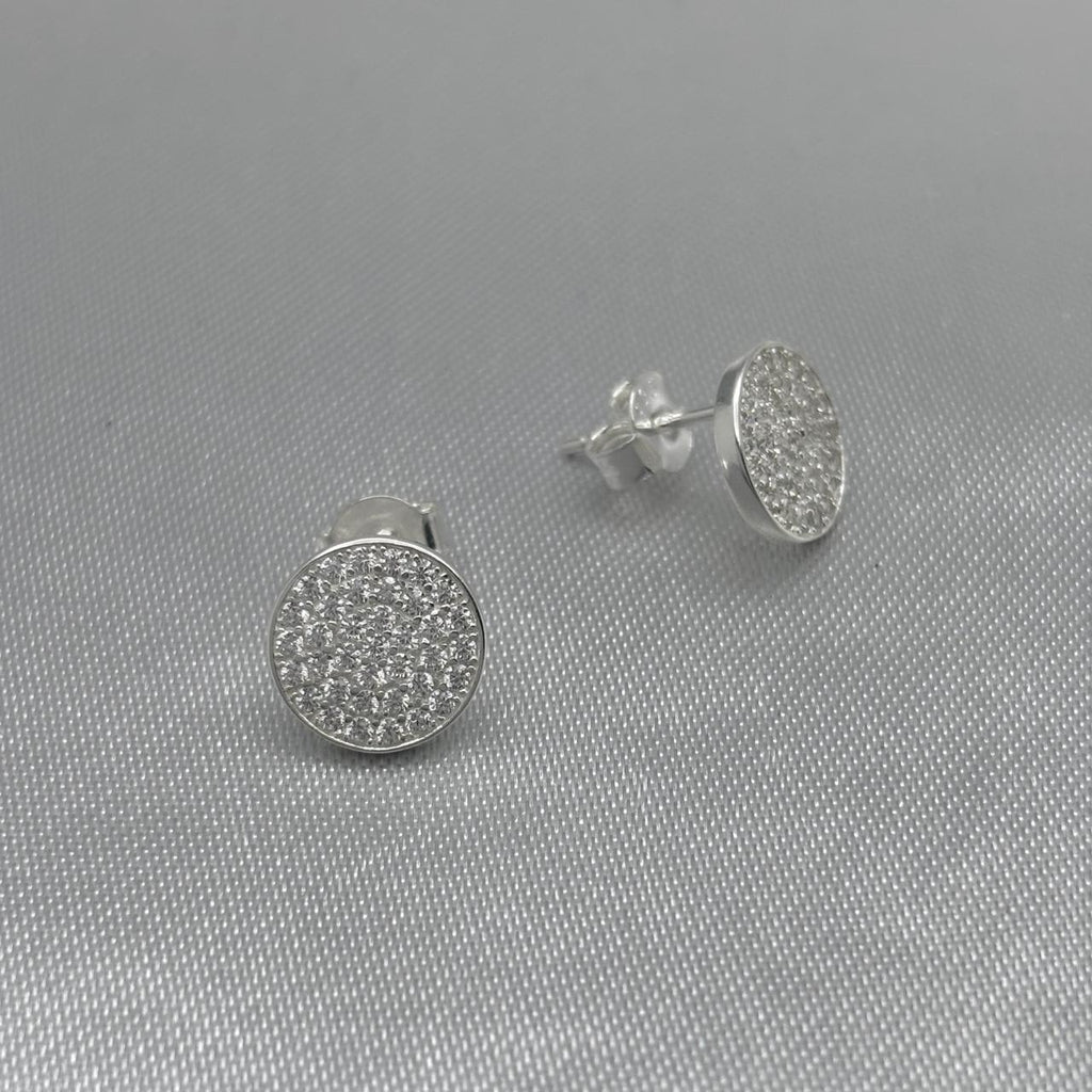 #BR251 - Broquel Circular Con Piedra Zirconia Plata - LL1.9