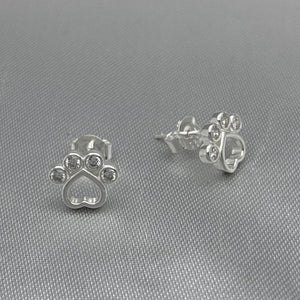 #BR254 - Broquel Huella/Huellita Perro Piedra Zirconia Plata - LL1.7