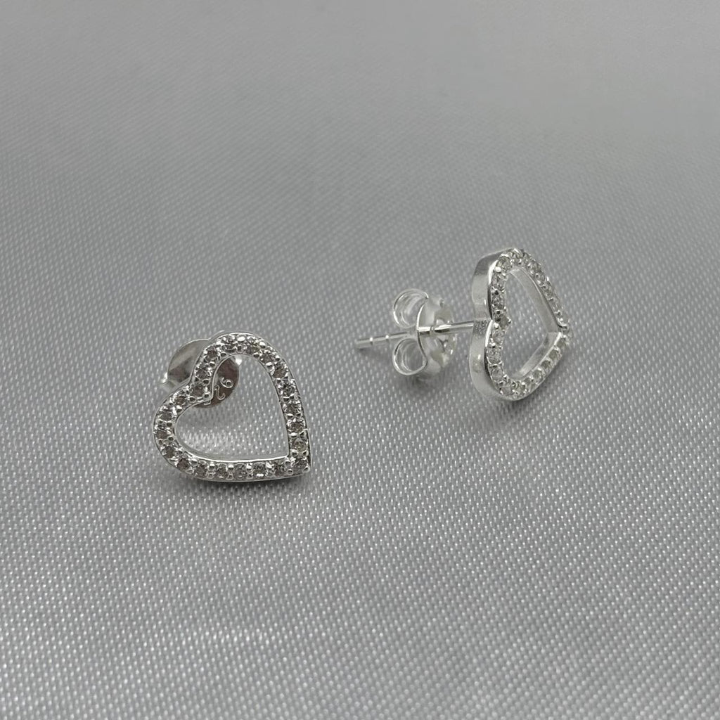 #BR256 - Broquel Corazón Piedra Zirconia Plata - LL1.8